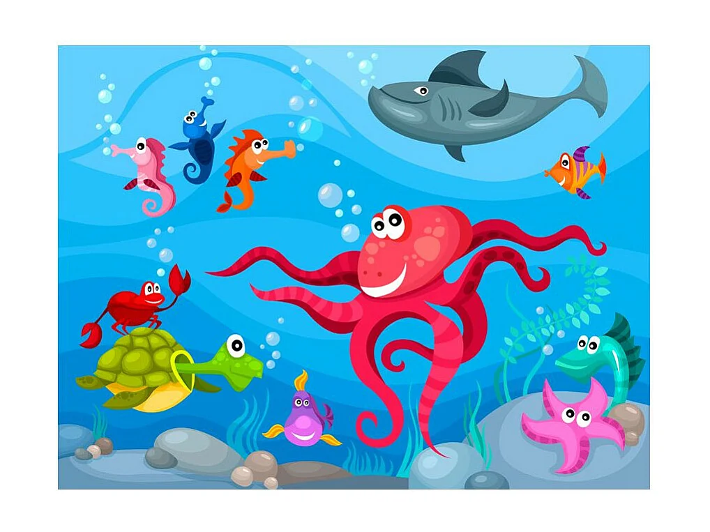 Papier Peint "Poulpe & Requin" 231 x 300 cm