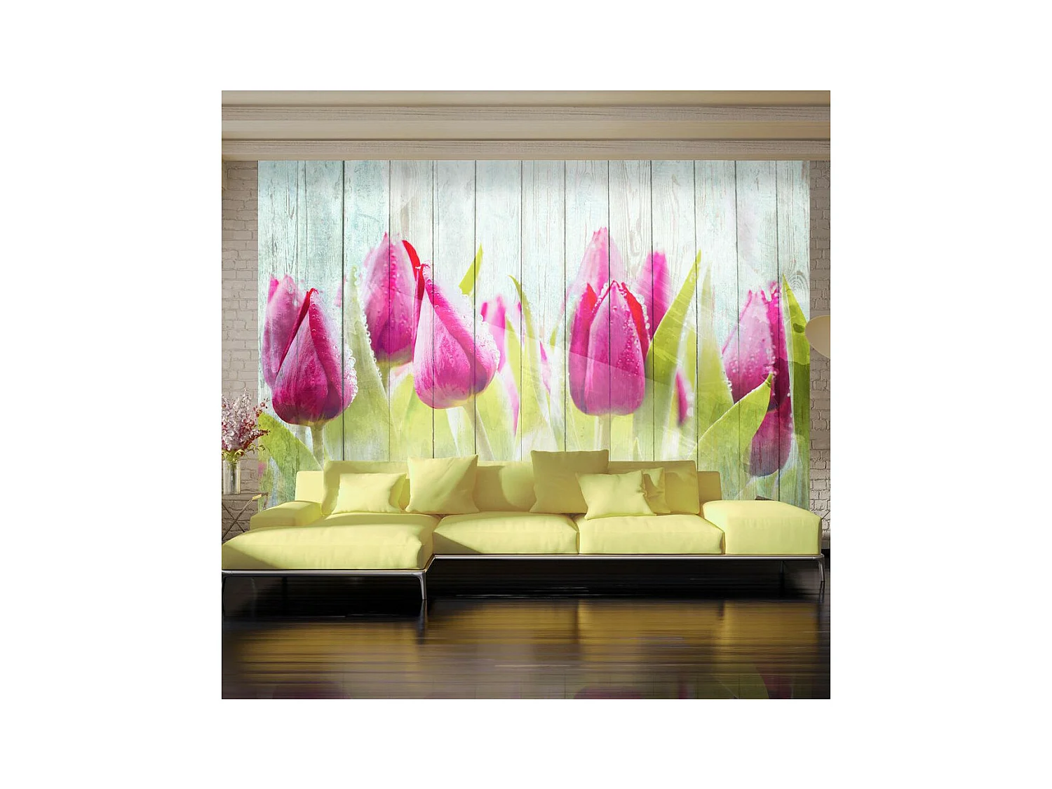 Papier Peint "Tulips on White Wood" 245 x 350 cm