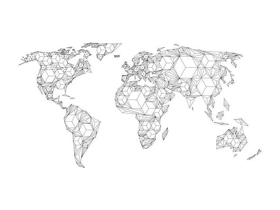 Papier Peint "Map of the World White Solids" 154 x 200 cm