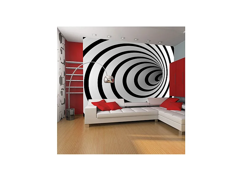 Papier Peint "Tunnel 3D Noir & Blanc" 270 x 350 cm