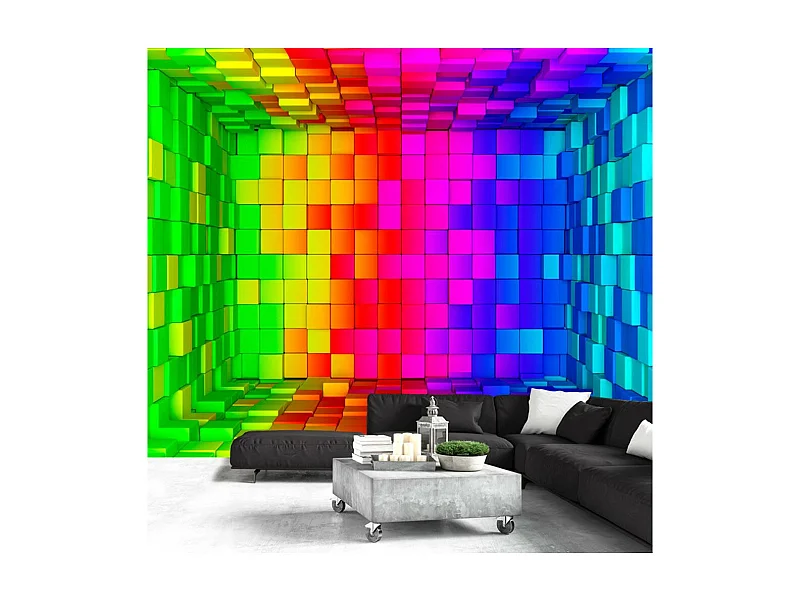 Papier Peint "Rainbow Cube" 70 x 100 cm
