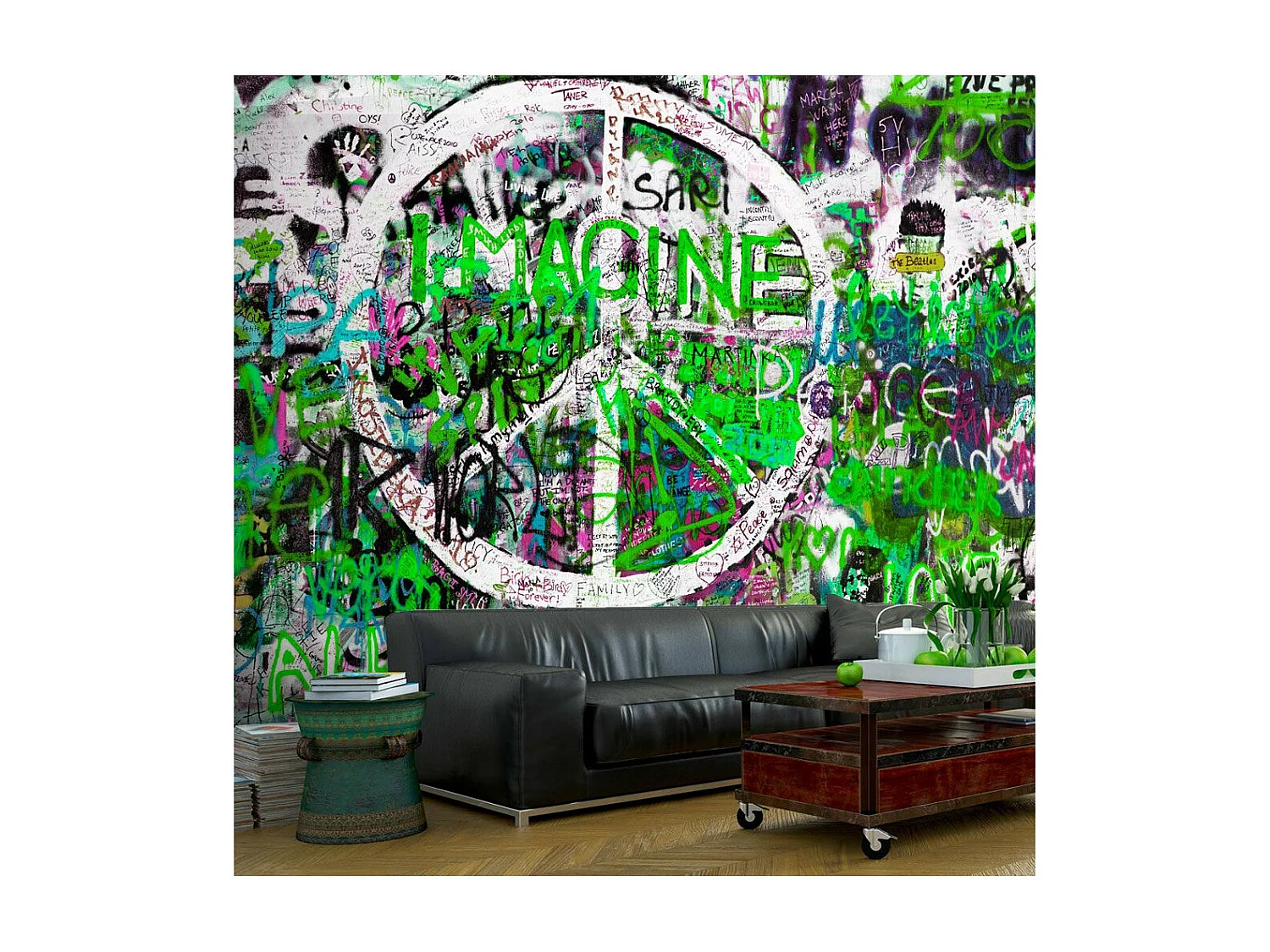 Papier Peint "Green Graffiti" 245 x 350 cm