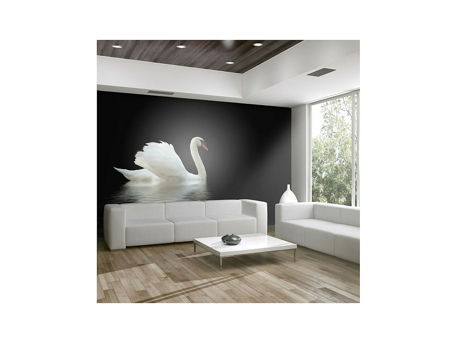 Papier Peint "Cygne Noir & Blanc" 270 x 350 cm