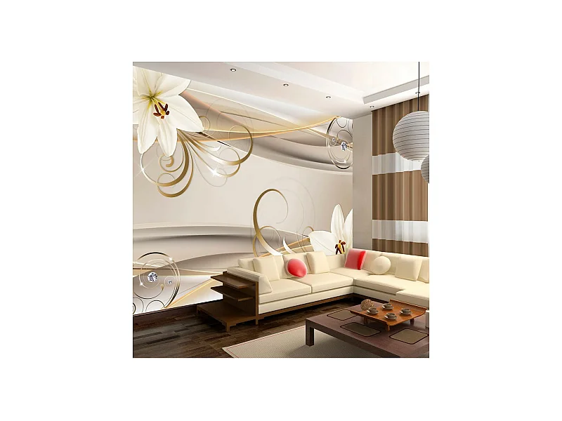 Papier Peint "Lilies & the Gold Spirals" 70 x 100 cm