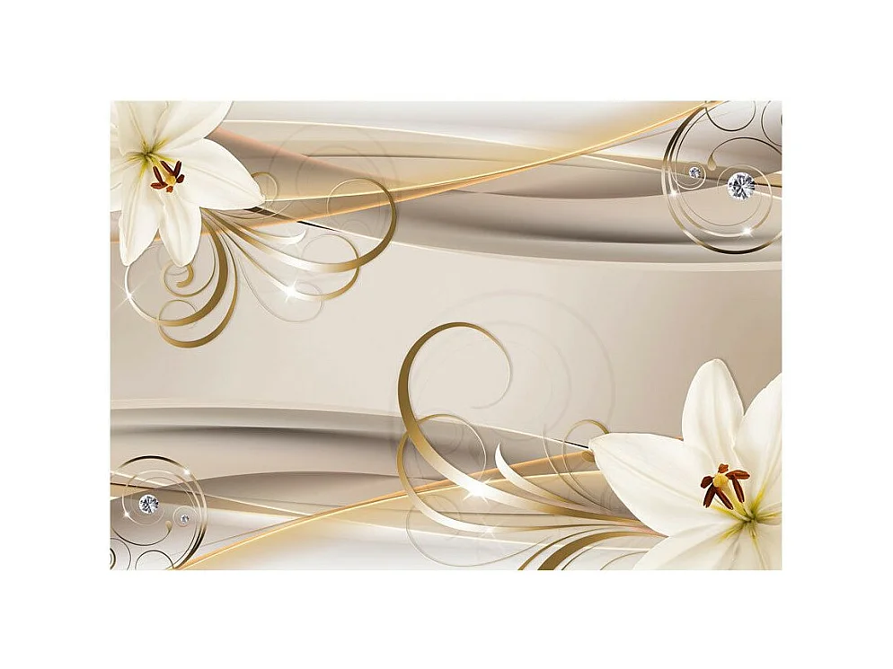 Papier Peint "Lilies & the Gold Spirals" 70 x 100 cm