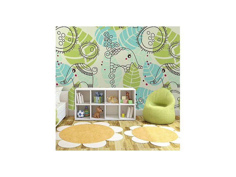 Papier Peint "éléphants pour Enfants" 270 x 350 cm