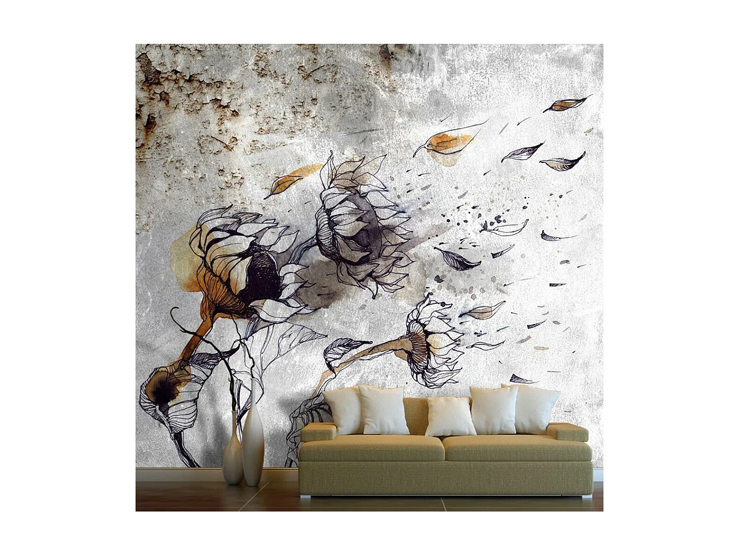 Papier Peint "Recall Sunflowers" 140 x 200 cm