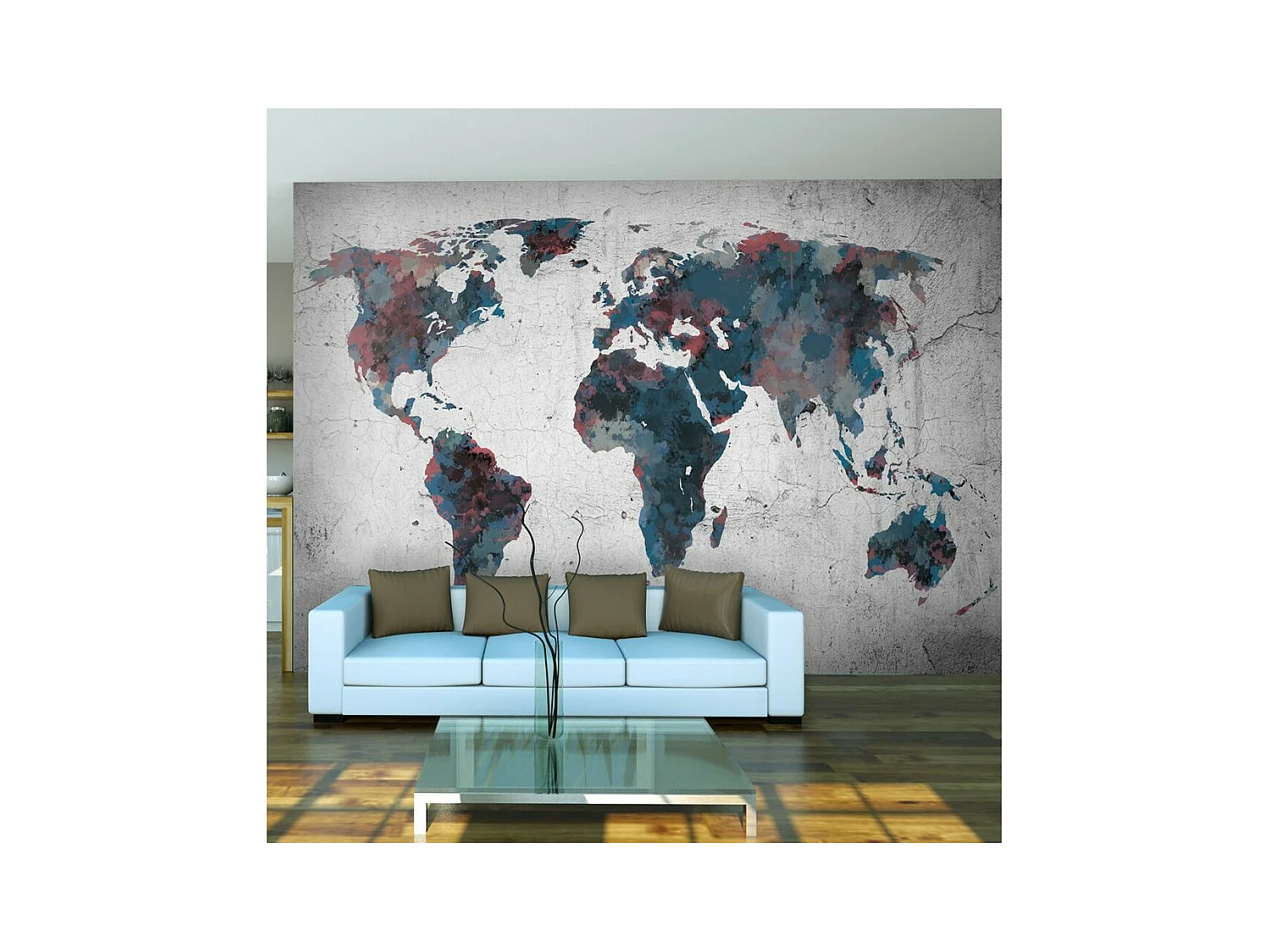 Papier Peint "World Map on the Wall" 154 x 200 cm