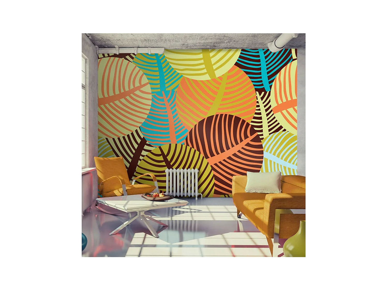 Papier Peint "Collage : Feuilles" 270 x 350 cm