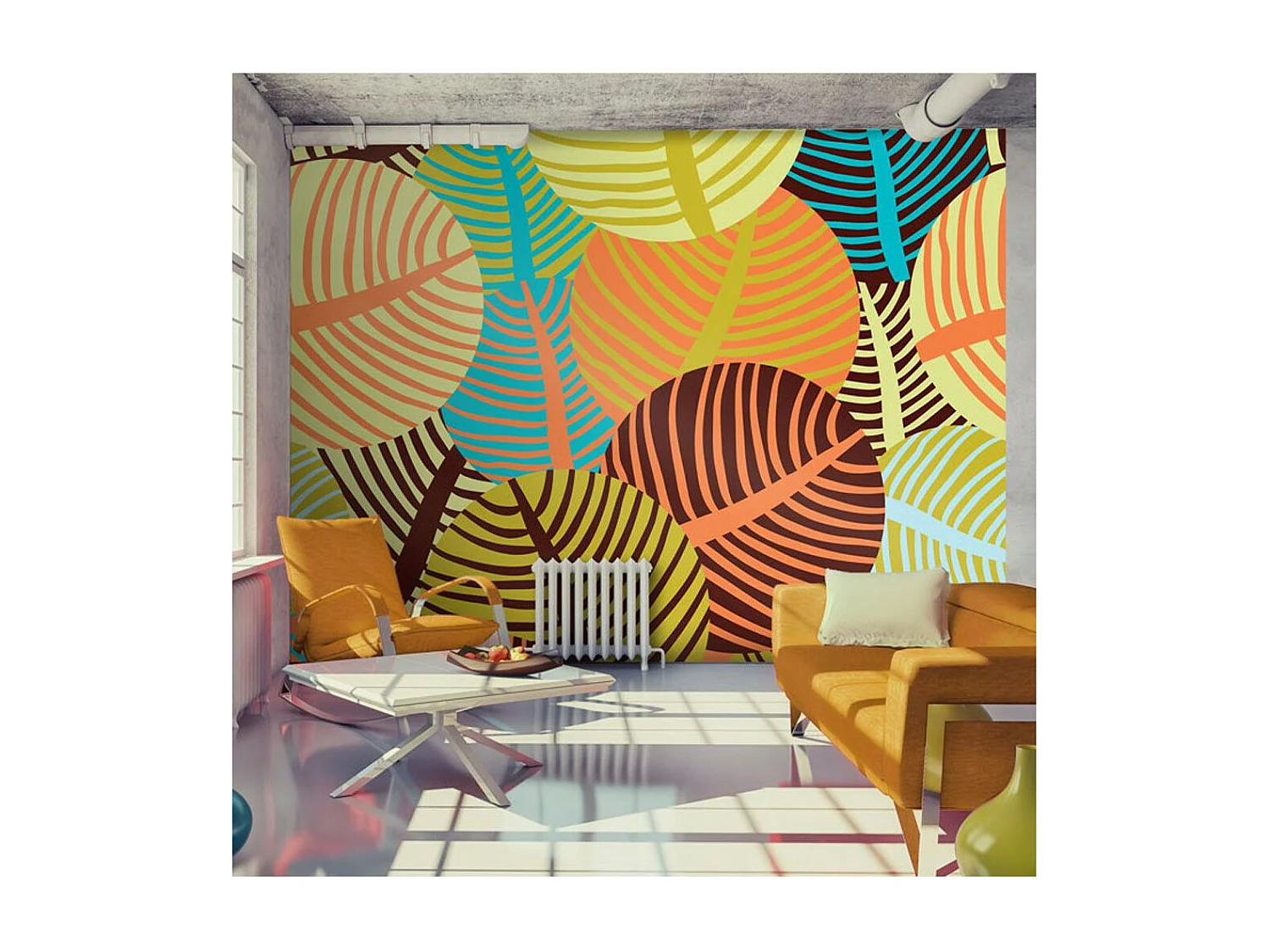 Papier Peint "Collage : Feuilles" 270 x 350 cm