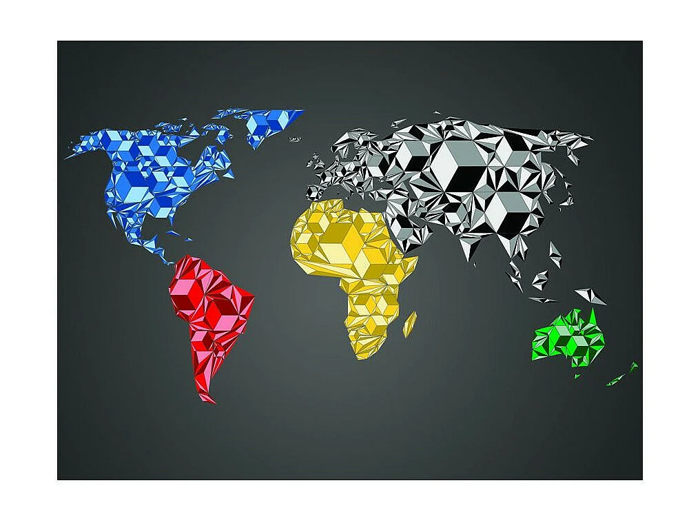 Papier Peint "Map of the World Colorful Solids" 193 x 250 cm