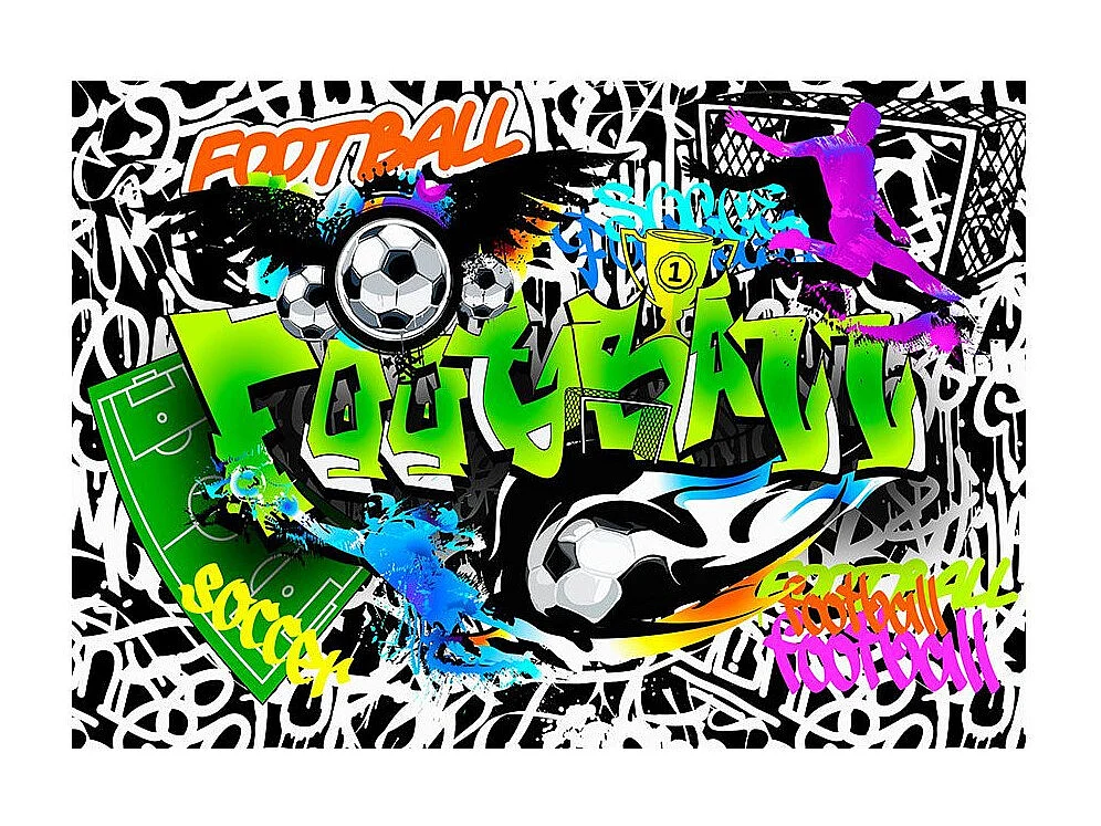 Papier Peint "Football Graffiti" 140 x 200 cm