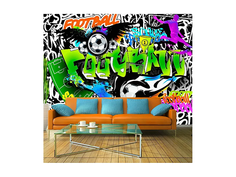 Papier Peint "Football Graffiti" 140 x 200 cm