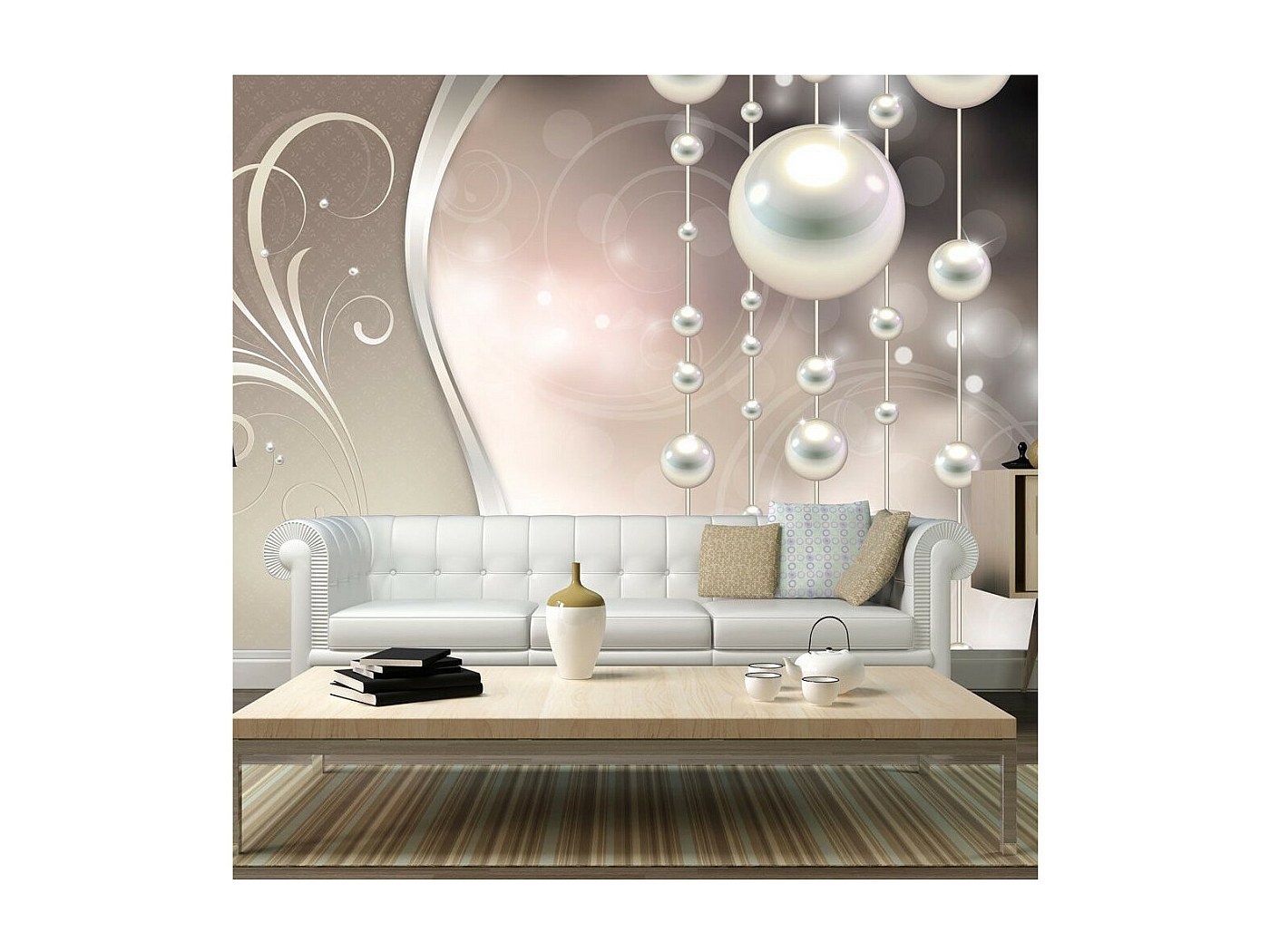 Papier Peint Intissé Pearl Marburg Moderne - Beige 10,05m X 0,53m - Neuf