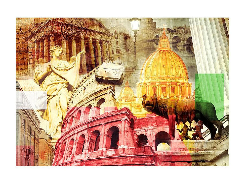 Papier Peint "Rome Collage" 70 x 100 cm