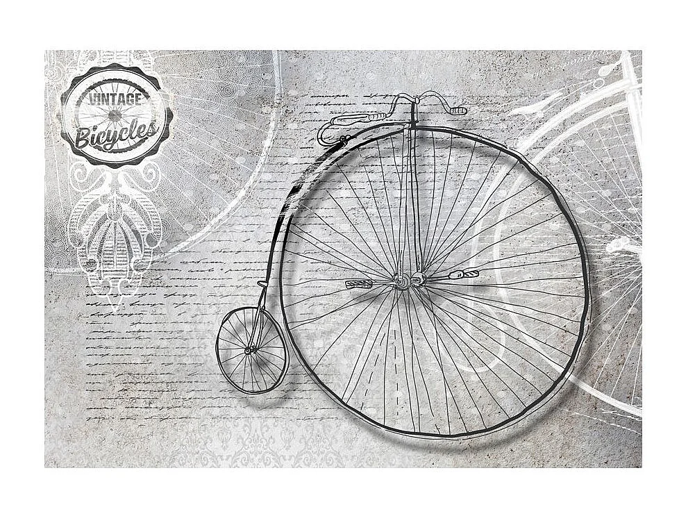 Papier Peint "Vintage Bicycles Black & White" 175 x 250 cm