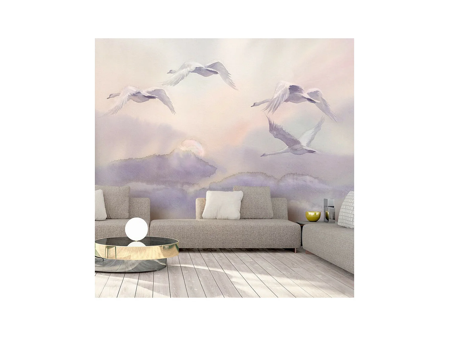 Papier Peint "Flying Swans" 140 x 200 cm