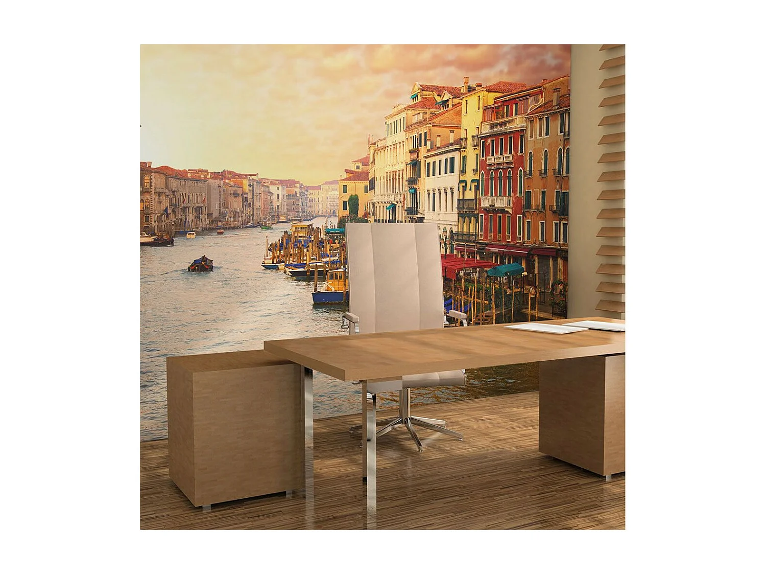 Papier Peint "Venise la Ville Pleine de Couleurs sur l'eau" 154 x 200 cm