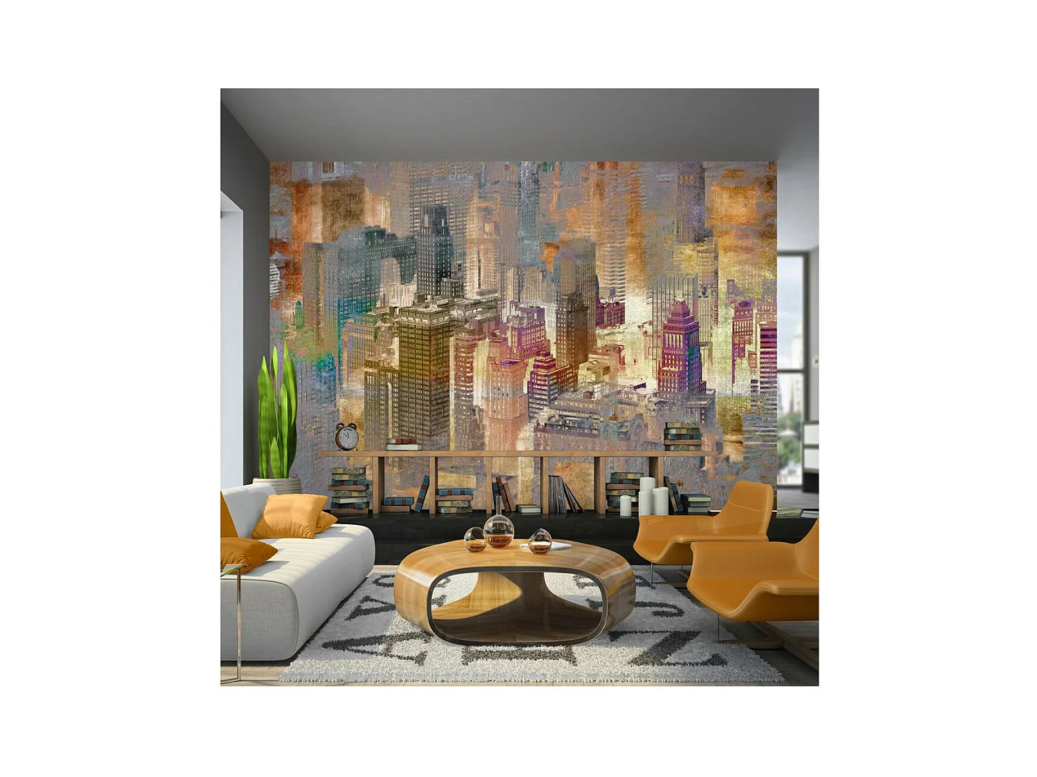 Papier Peint "City ??in the Mist" 140 x 200 cm