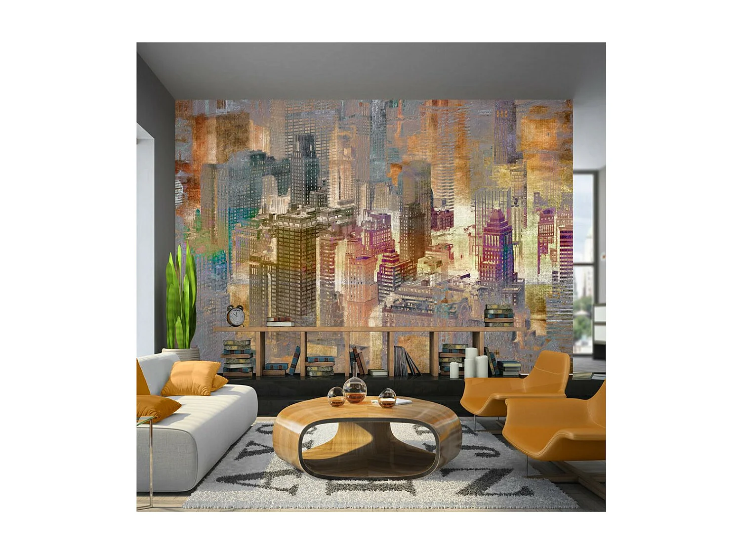 Papier Peint "City ??in the Mist" 140 x 200 cm