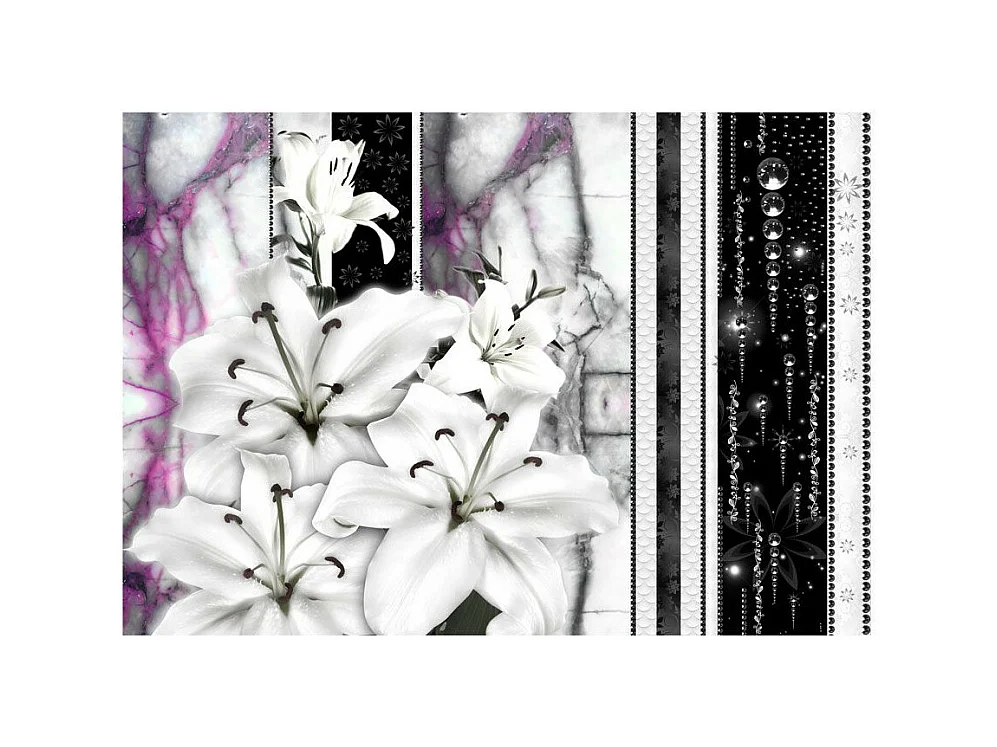 Papier Peint "Crying Lilies on Purple Marble" 70 x 100 cm