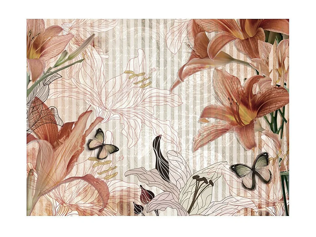 Papier Peint "Fleurs & Papillons" 193 x 250 cm