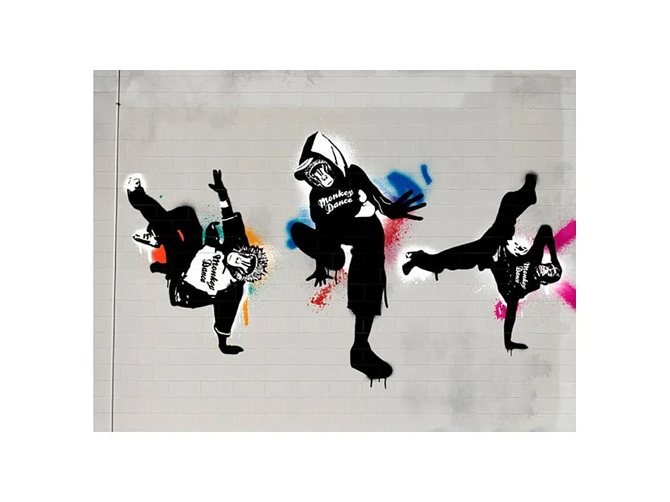 Papier Peint "Monkey Dance Street Art" 231 x 300 cm