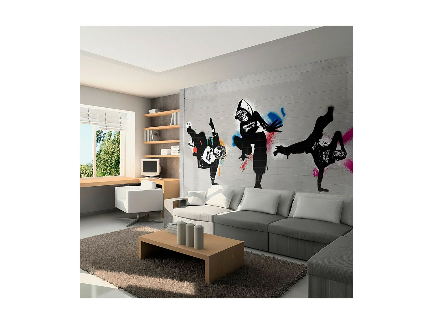 Papier Peint "Monkey Dance Street Art" 231 x 300 cm