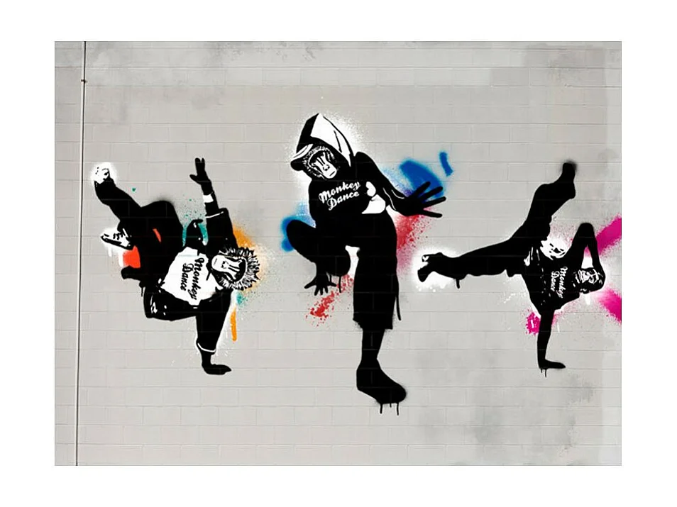 Papier Peint "Monkey Dance Street Art" 231 x 300 cm
