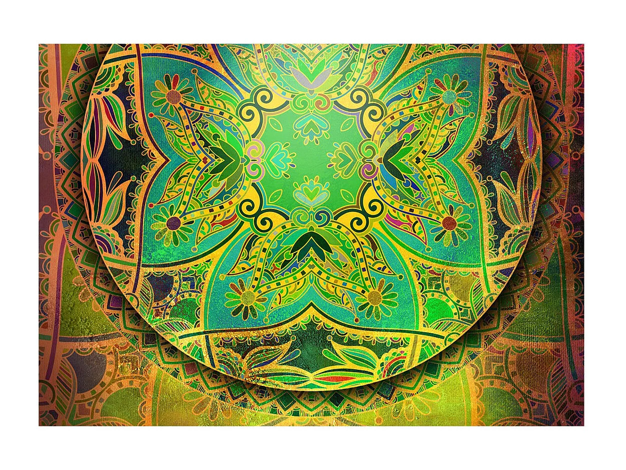 Papier Peint "Mandala : Emerald Fantasy" 70 x 100 cm