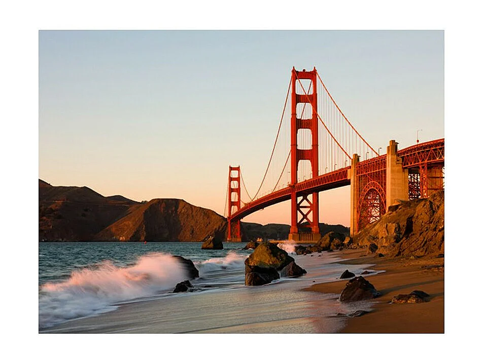 Papier Peint "Pont du Golden Gate Coucher de Soleil San Francisco" 154 x 200 cm