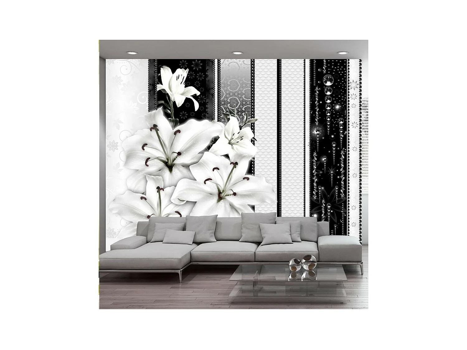 Papier Peint "Crying Lilies in White" 245 x 350 cm