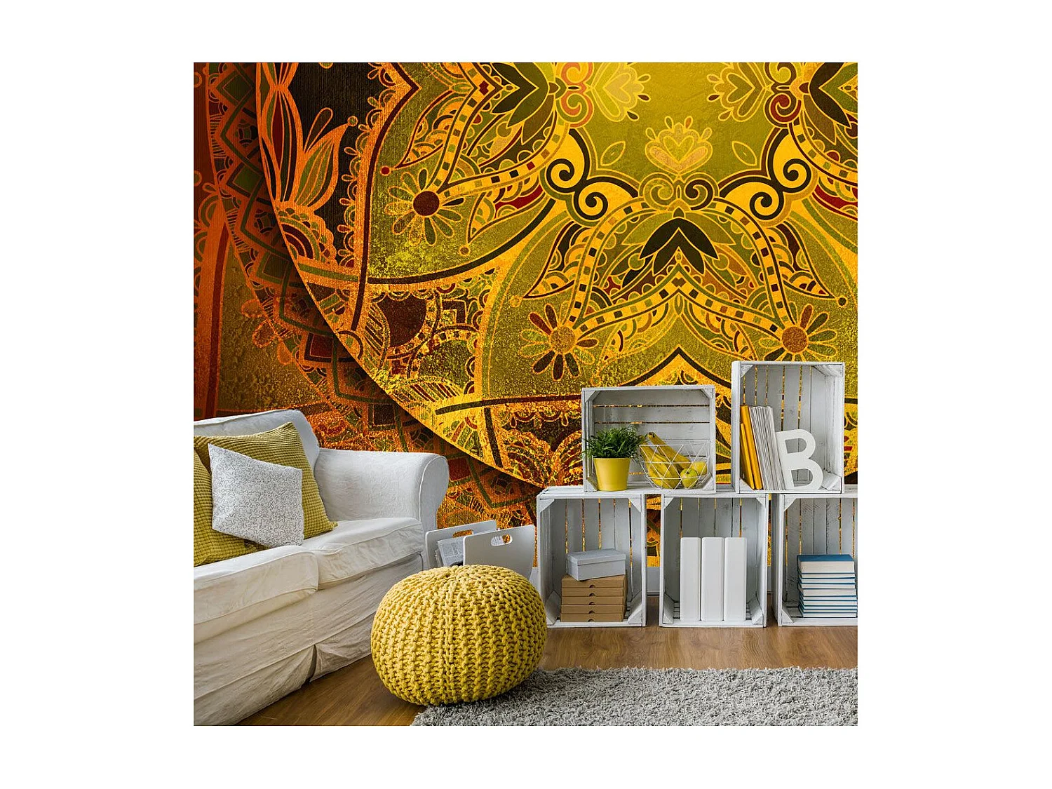 Papier Peint "Mandala : Golden Poem" 245 x 350 cm