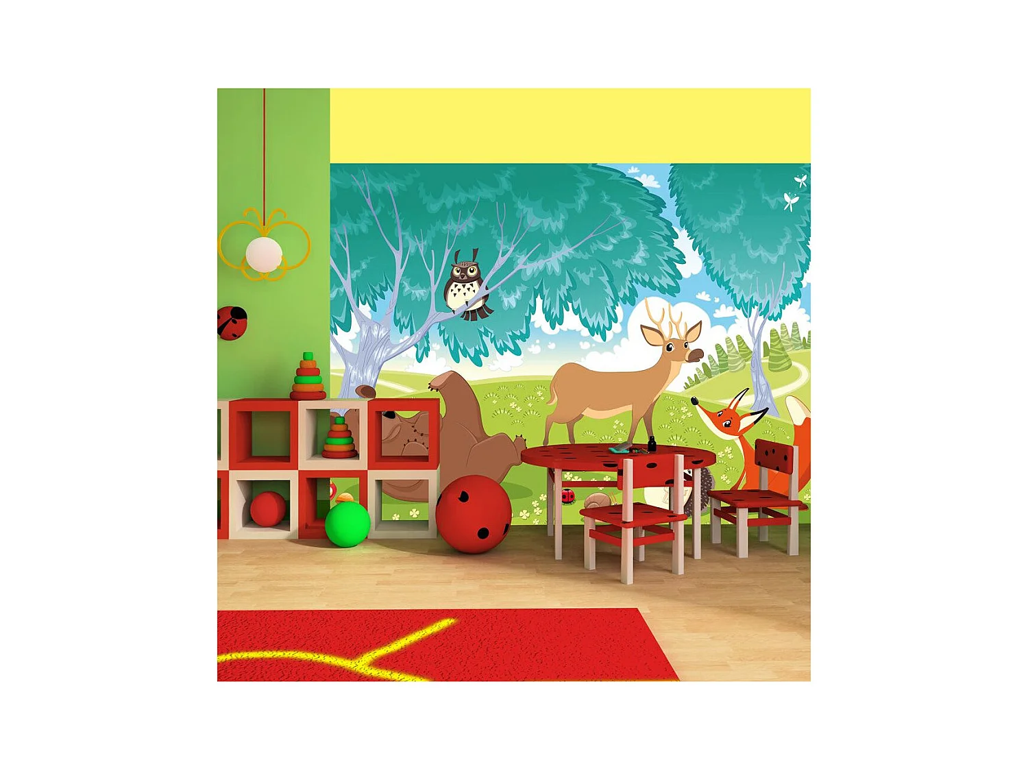 Papier Peint "Les Animaux du Bois de Quat'sous" 154 x 200 cm