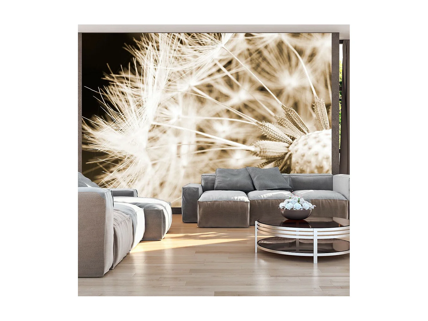 Papier Peint "Dandelion Sepia" 175 x 250 cm