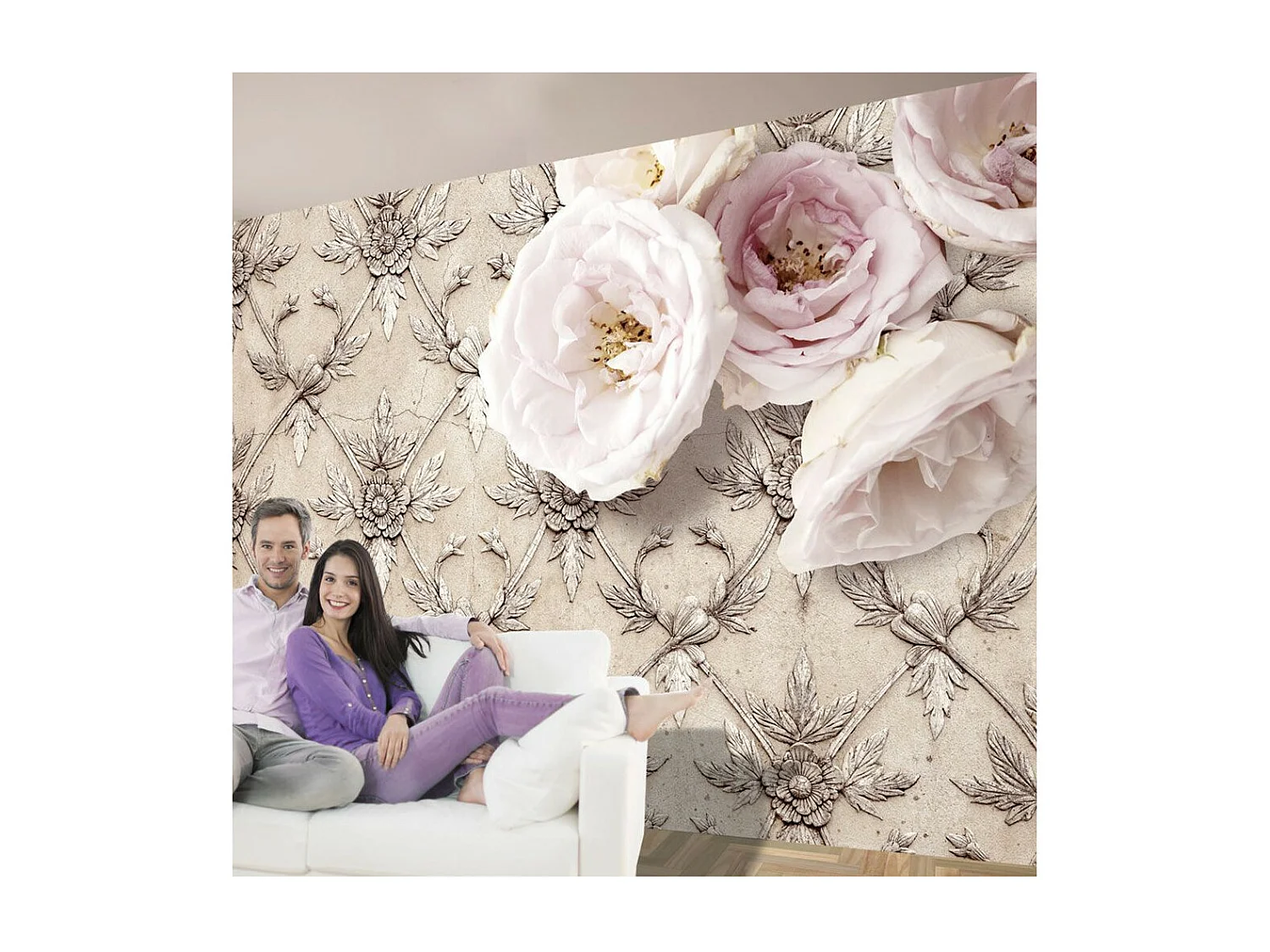 Papier Peint "Romantic Beige" 105 x 150 cm