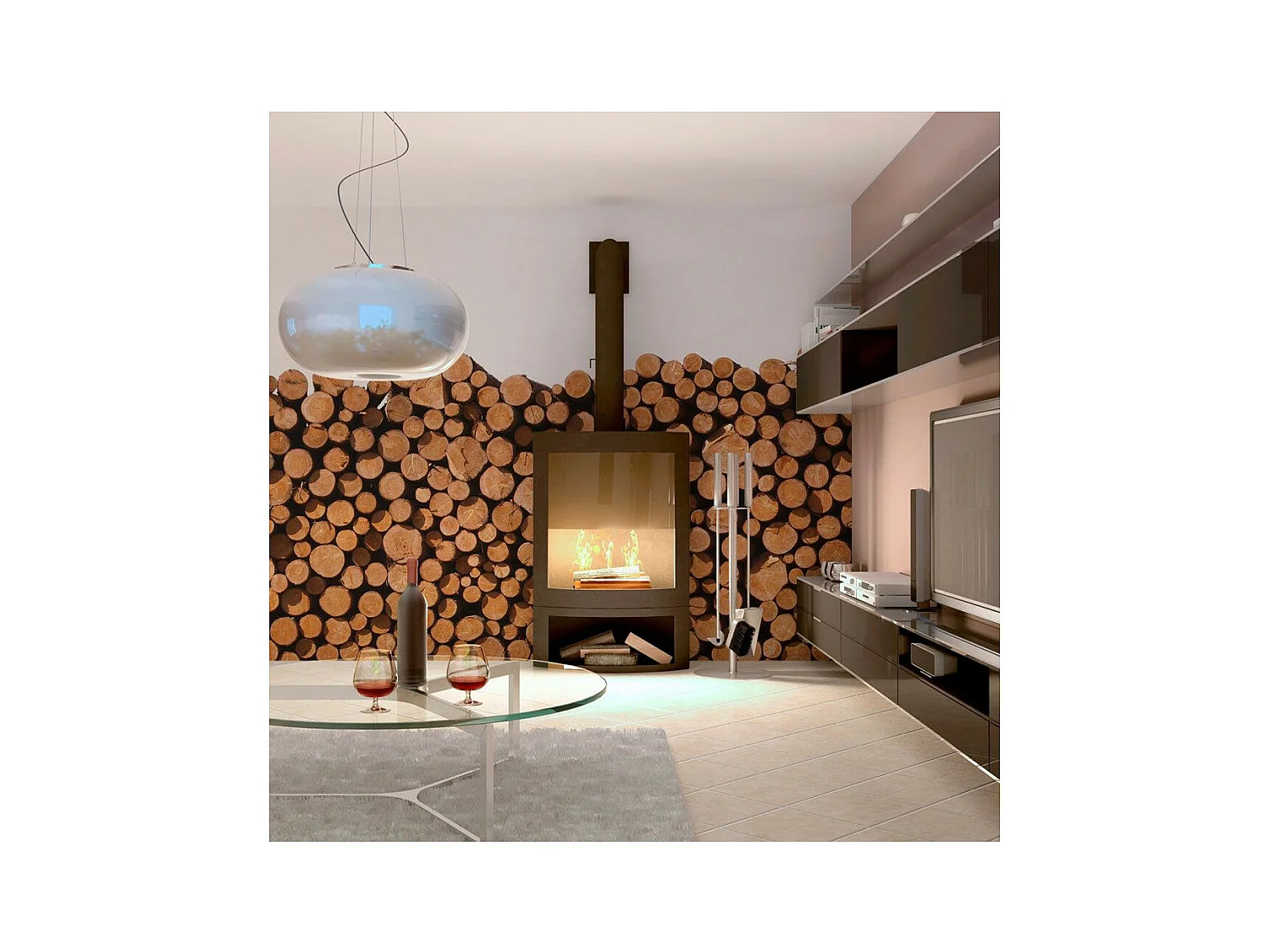 Papier Peint "Tas de Bois" 154 x 200 cm