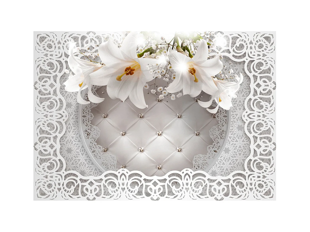 Papier Peint "Lilies & Quilted Background" 70 x 100 cm