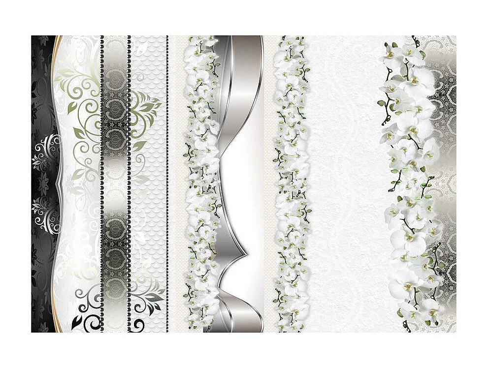 Papier Peint "Parade of Orchids in Shades of Gray" 70 x 100 cm
