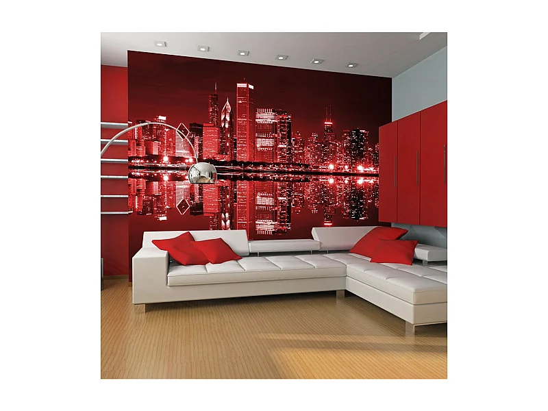 Papier Peint "Chicago Couleur du Vin Rouge" 270 x 350 cm