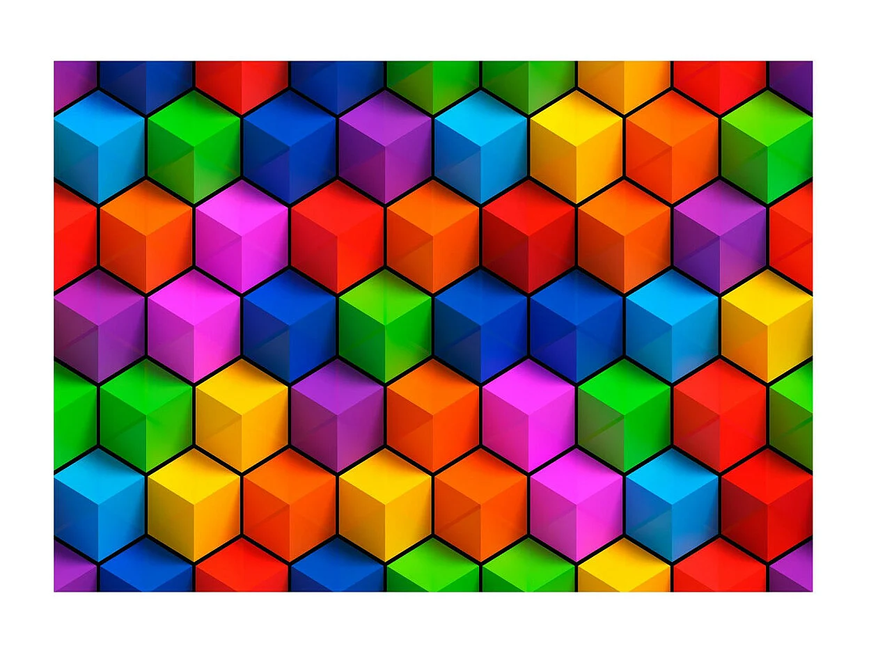 Papier Peint "Colorful Geometric Boxes" 210 x 300 cm