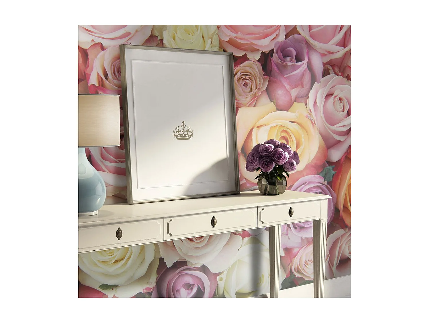 Papier Peint "Pastel Roses" 154 x 200 cm