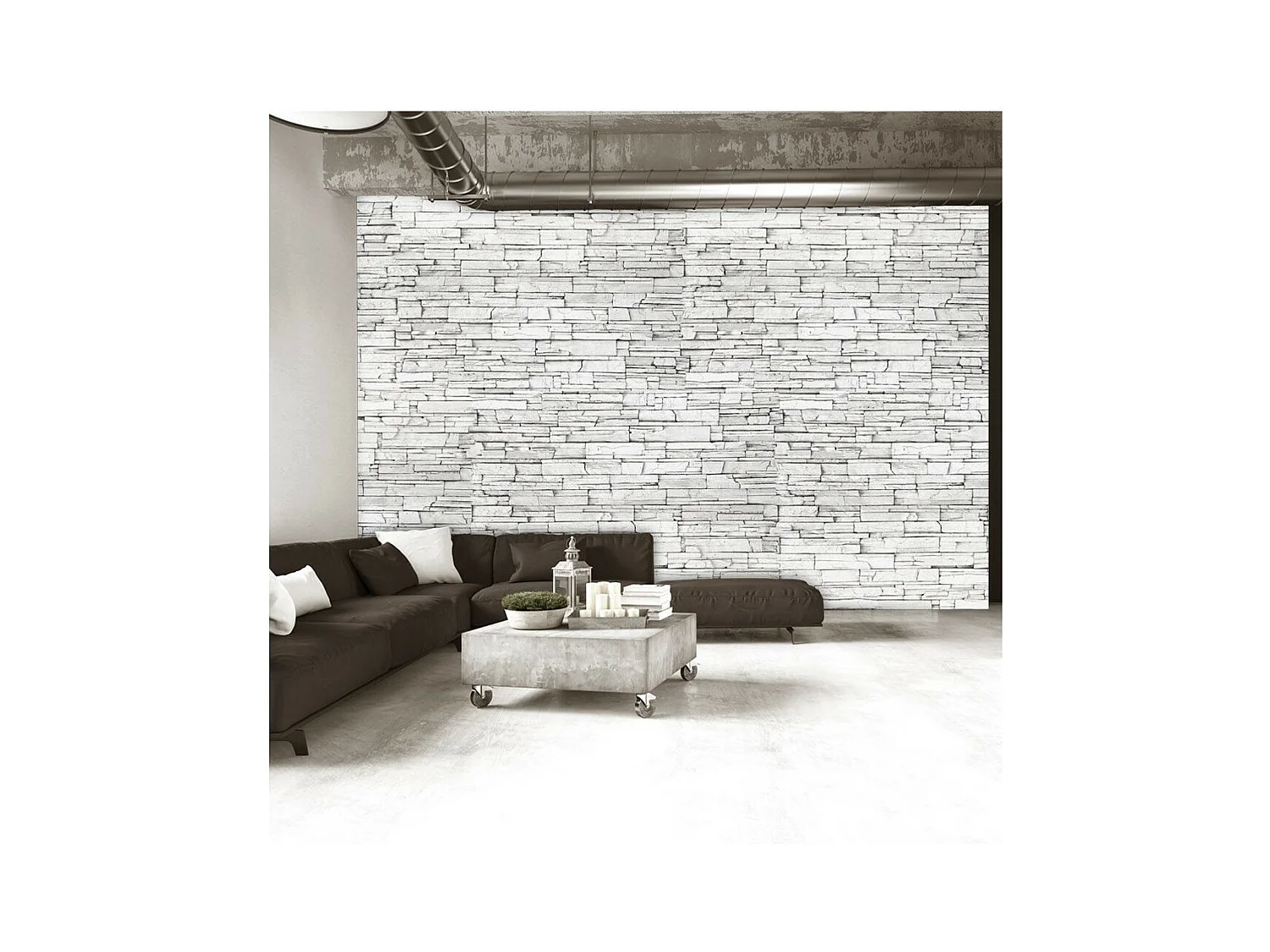 Papier Peint "White Brick III" 140 x 200 cm