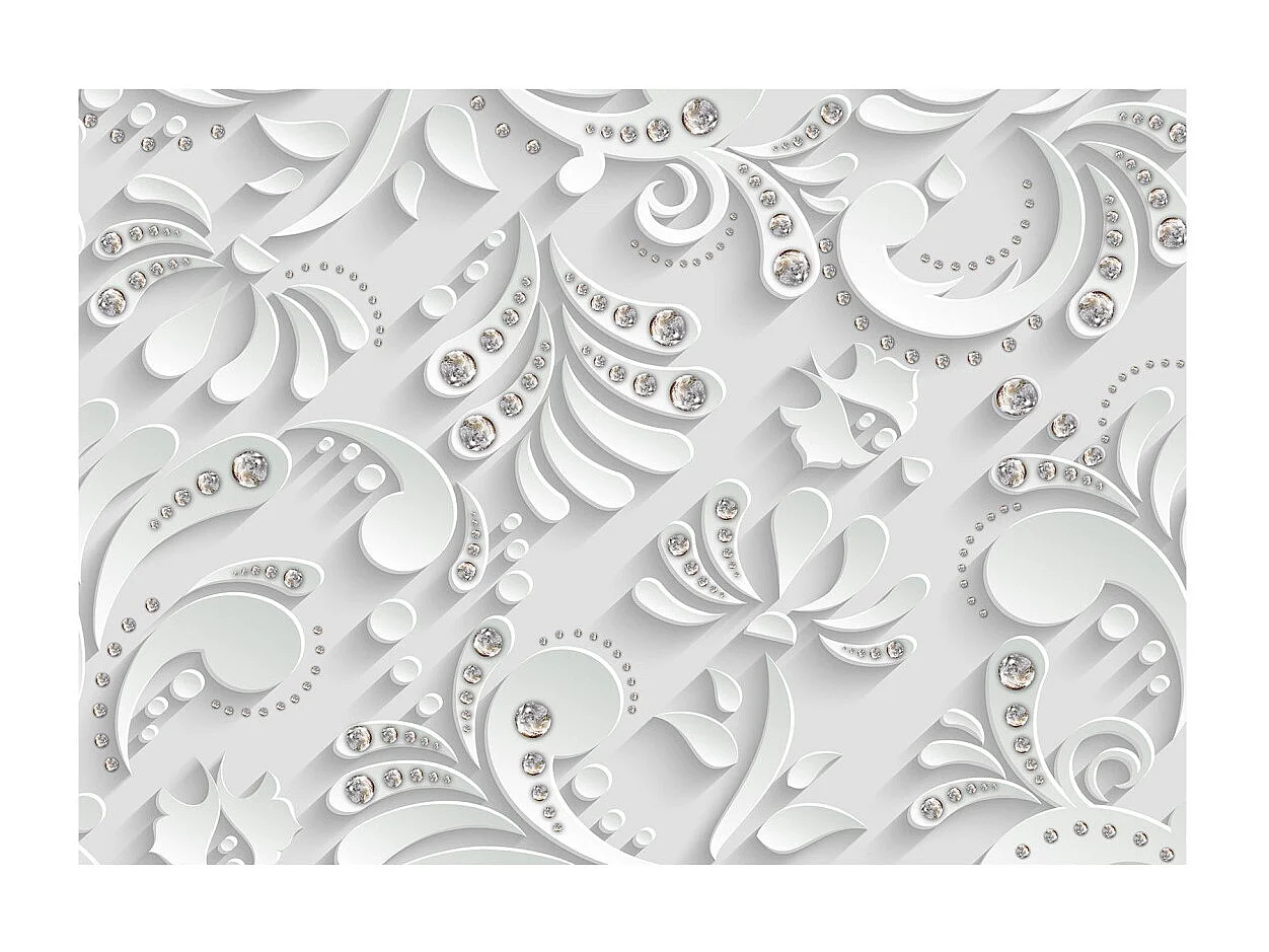 Papier Peint "Flowers with Crystals" 245 x 350 cm