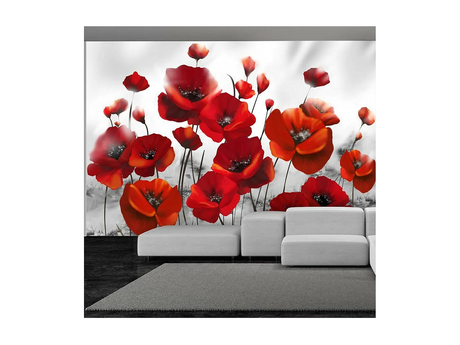 Papier Peint "Coquelicots dans au Clair de Lune" 315 x 450 cm