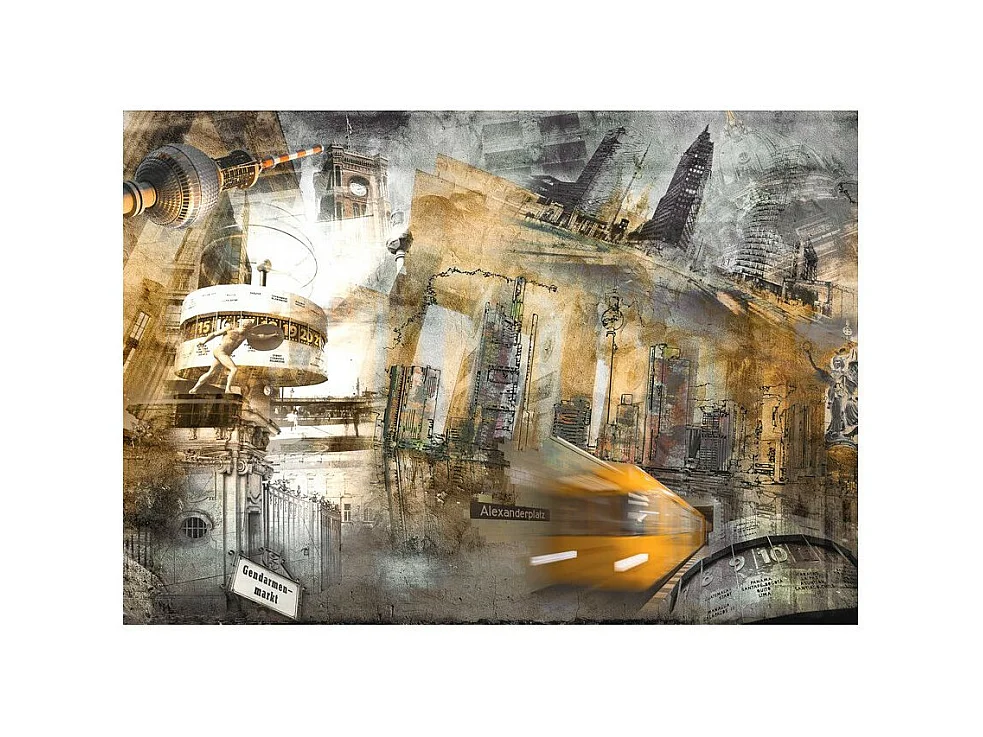 Papier Peint "Berlin Collage Orange" 210 x 300 cm