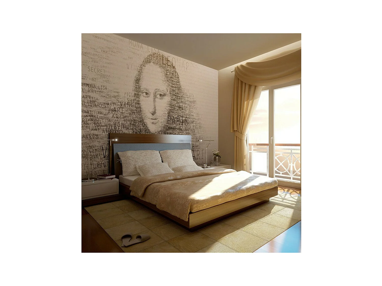 Papier Peint "Mona Lisa : Portrait en Lettres" 231 x 300 cm