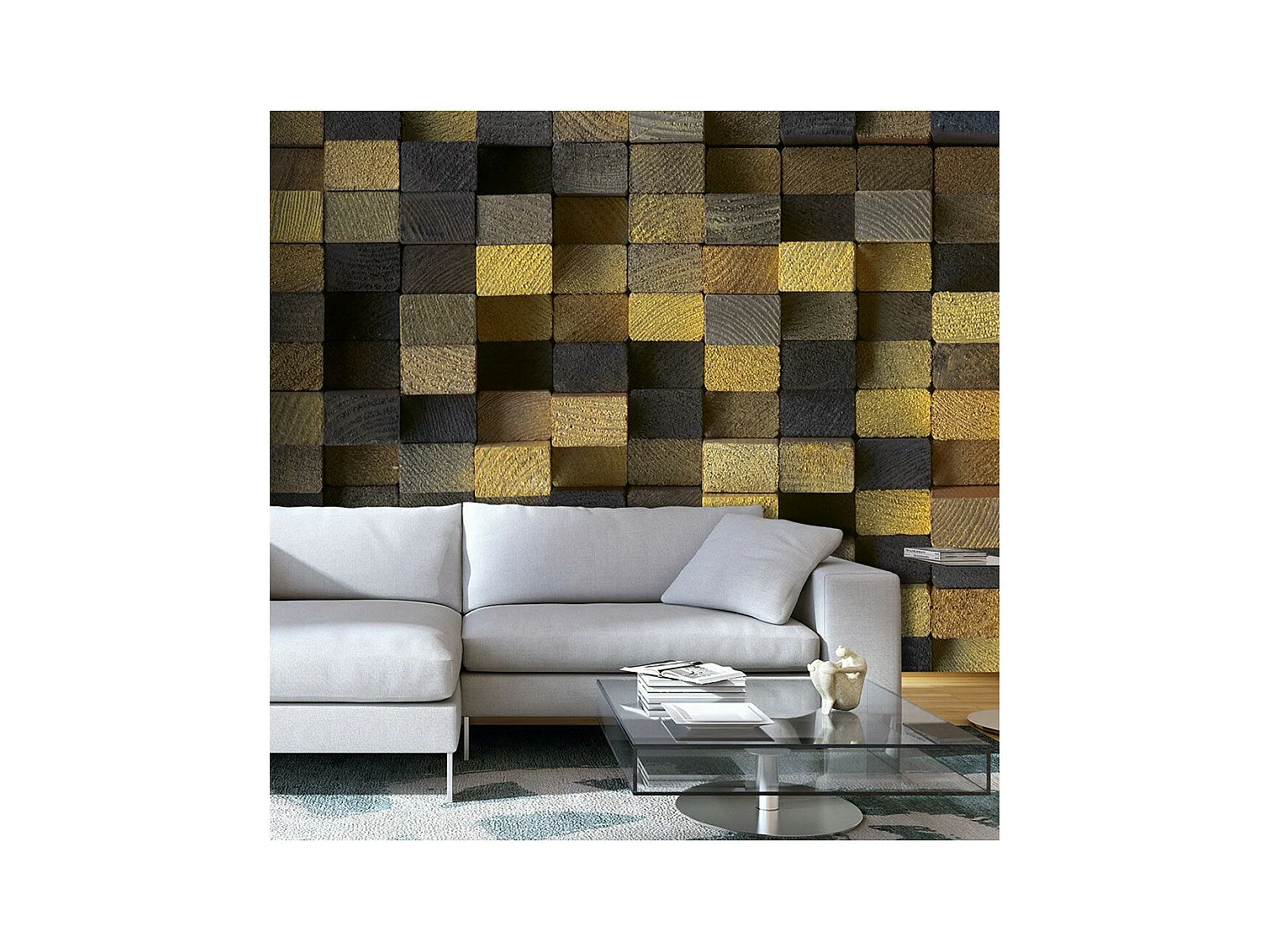 Papier Peint "Wooden Cubes" 140 x 200 cm