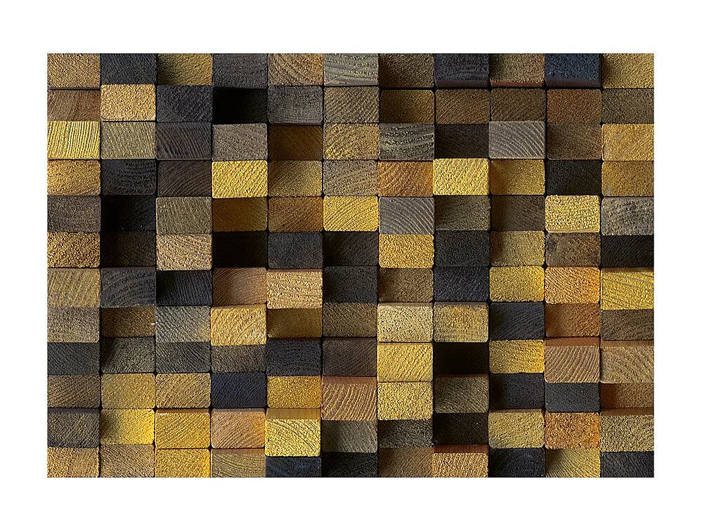 Papier Peint "Wooden Cubes" 140 x 200 cm