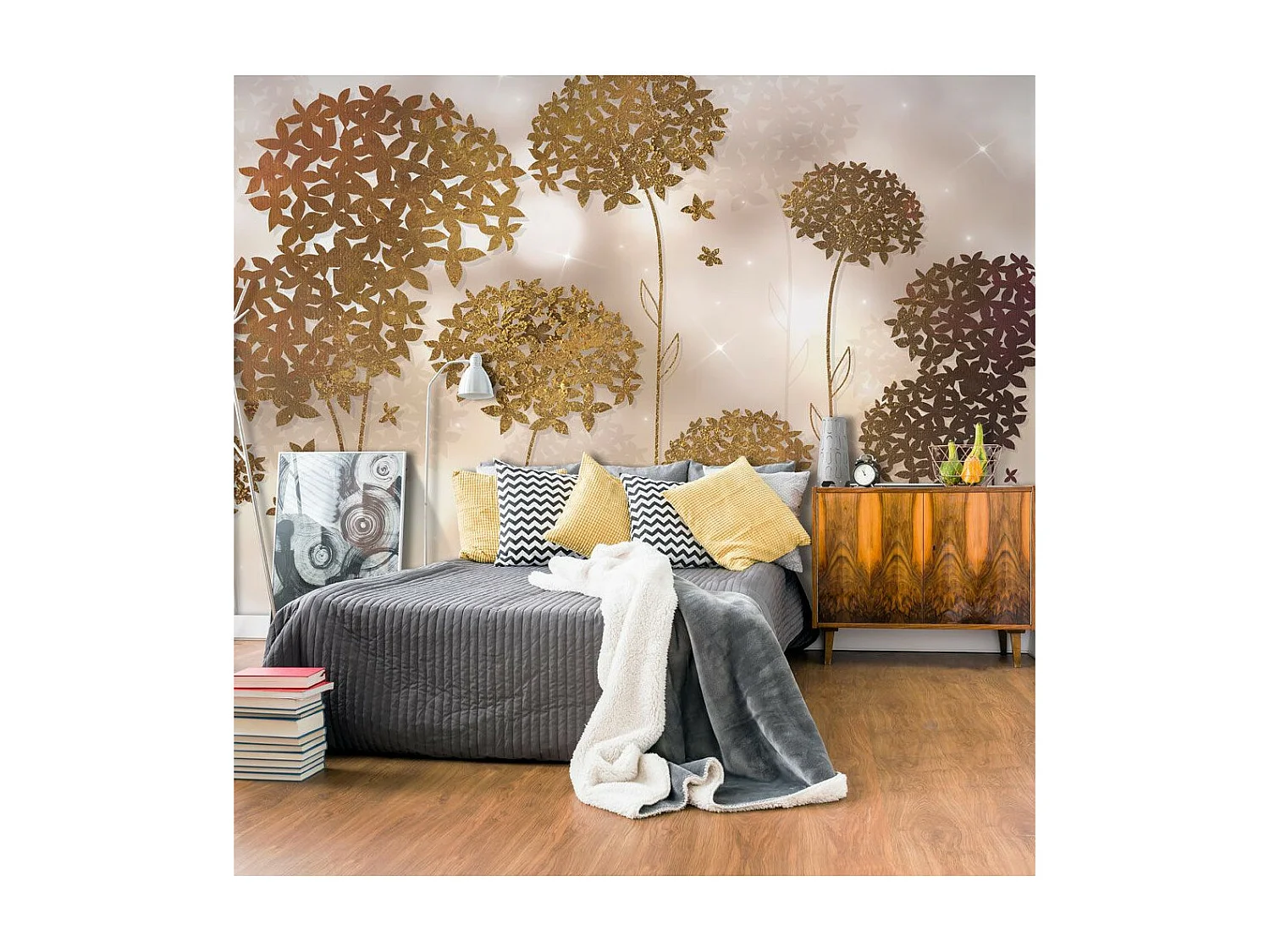 Papier Peint "Golden Garden" 140 x 200 cm